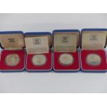 Three Royal Mint 1977 Queen's Silver Jubilee silver proof crowns, all in original cases, two with