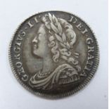 George II 1739 young head sixpence roses in angles reverse, NVF