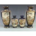 Two pairs of Japanese vases, height 39cm