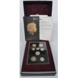 Silver proof set The Fourth Circulating Coinage Portrait, Final Edition, eight coins one penny to