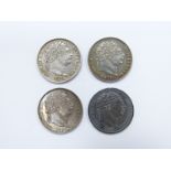 Four George III 'bull head' sixpences, 1816, 1817, 1818 and 1819, all VF-EF