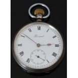 Lancashire Watch Co of Prescot hallmarked silver keyless winding open faced pocket watch with