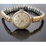 Cyma Cymaflex 9ct gold cased ladies wristwatch with inset subsidiary seconds dial, gold hands and