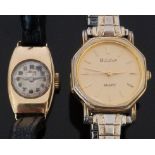 Two ladies wristwatches one Avia 9ct gold with silver hands, Arabic numerals, silver dial and 15