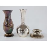 Two German white metal vases, one marked Wilkens 835 the other 925, height of both 14cm, weight 186g
