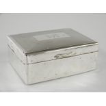 George VI hallmarked silver cigarette box with engine turned decoration to lid, Birmingham 1949