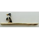 A 14ct gold brooch set with enamel and a blister pearl in the form of a penguin