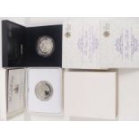 Two Royal Mint silver proof crowns, one 2011 Prince William and Catherine Middleton wedding, the