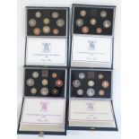 Royal Mint UK proof coin sets in deluxe cases comprising 1983 -1986 inclusive