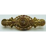 Edwardian 15ct gold brooch set with a diamond, 4g