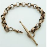 Victorian rose gold Albert/ bracelet made up of faceted links, 15.8g