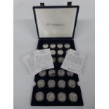 Set of 24 silver proof Revolution and Restoration £5 coins, in fitted case