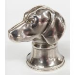 A hallmarked silver novelty vesta case /match striker formed as a dog's head, London 1977 maker's