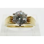 An 18ct gold ring set with a diamond of approximately 1.66ct, the diamond purchased in South Africa,