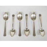 Set of six American white metal dessert spoons marked sterling and Rand and Crane, length 18cm,