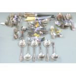 A quantity silver plated cutlery, many sets of six