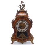 Italian burr wood mantel clock with German movement in the style of Louis XIV, 54cm tall