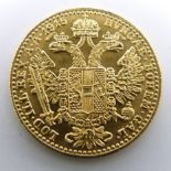 1915 Austrian gold one Ducat coin, 3.5g