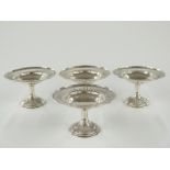 Edward VII set of four hallmarked silver pierced pedestal bonbon dishes, Birmingham 1906 maker Hukin