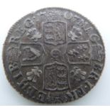 Queen Anne 1707 sixpence, plumes in angles reverse, toned, GF