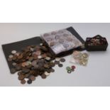 A collection of UK and overseas coinage, Queen Victoria onwards, includes some in an album, 1950s