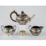 George V hallmarked silver bachelor's teaset, London 1922 maker Charles Boyton & Son Ltd, weight