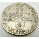 1745 George II half crown, older head, LIMA, plain angles reverse, NONO edge, GF