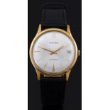 Garrard 9ct gold gentleman's automatic wristwatch with date aperture, gold hands and baton