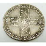 1757 George II sixpence, older head, plain angles reverse, VF