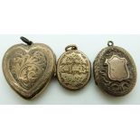 Victorian locket in the form of a heart with engraved foliate decoration and two Victorian oval