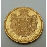 Christian X 1914 Danish gold 20 Kroner coin, 8.98g