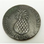 1788 Barbados penny token, NVF