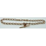 Victorian 9ct rose gold double Albert made up of oval links, 38.4g