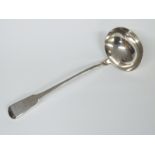 Georgian fiddle pattern hallmarked silver soup ladle, London 1822 maker William Seaman, length 31cm,