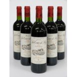 Six bottles of French red Bordeaux wine, Chateau la Tour de By 2000, 13% vol, 75cl
