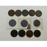 Twelve 1860s Victorian young head bronze pennies including 1860, 1861, 1862, 1863, 1865, 1866,