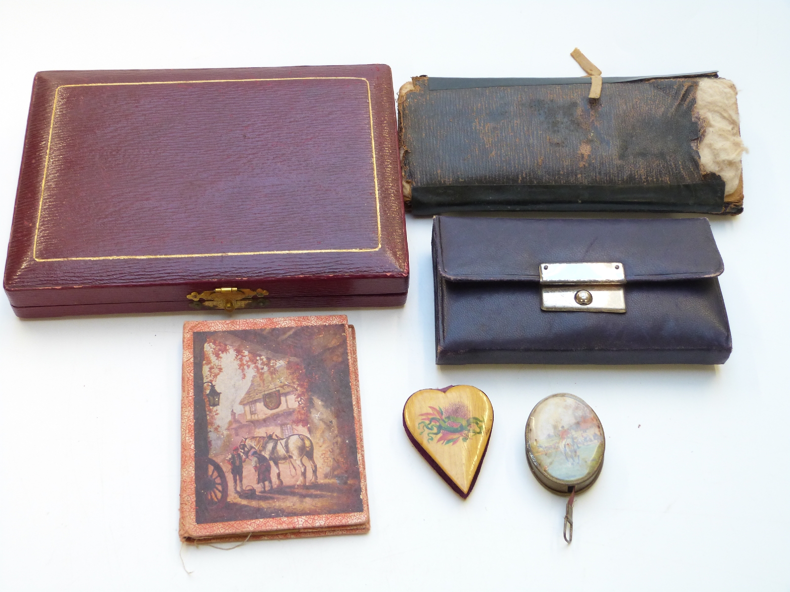 A collection of needlework / sewing items including several leather needle cases with some - Image 3 of 3