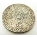 1664 Charles II crown, second bust XVI edge, VF