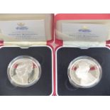 Two Royal Mint 1997 Golden Wedding silver proof five pound coins, each in orginal cases with