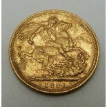 Victorian 1889 Jubilee head gold full sovereign