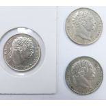 Two George III "bull head" sixpences, 1816 and 1817, VF, together with a further 1817 example, VF-