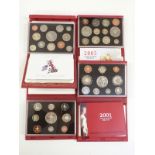Four 2000s Coinage of Great Britain proof coin sets comprising 2007 including five pound, three