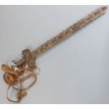 Chinese coin sword with leather strap, length 45cm