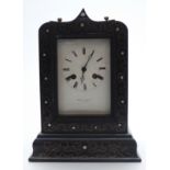 Nineteenth century French mantle clock. Dobson Brevette. A Paris to Roman enamel dial, Trefoil