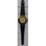 Paico novelty advertising or shop display wall clock in the form of a watch with black leather