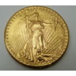 1927 USA Liberty standing, eagle reverse, twenty dollar gold coin, 33.4g