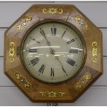 Nineteenth century Black Forest wall clock with thirty hour movement, the Roman dial with pierced