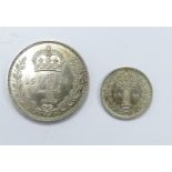 QEII Maundy coins comprising 4d and 1d