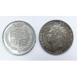 George IV 1824 sixpence, VF, together with an 1829 second bust third - lion reverse, VF-EF, with