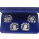 Pobjoy Mint 1981 Prince of Wales and Lady Diana Spencer wedding four crown medal proof silver coins,